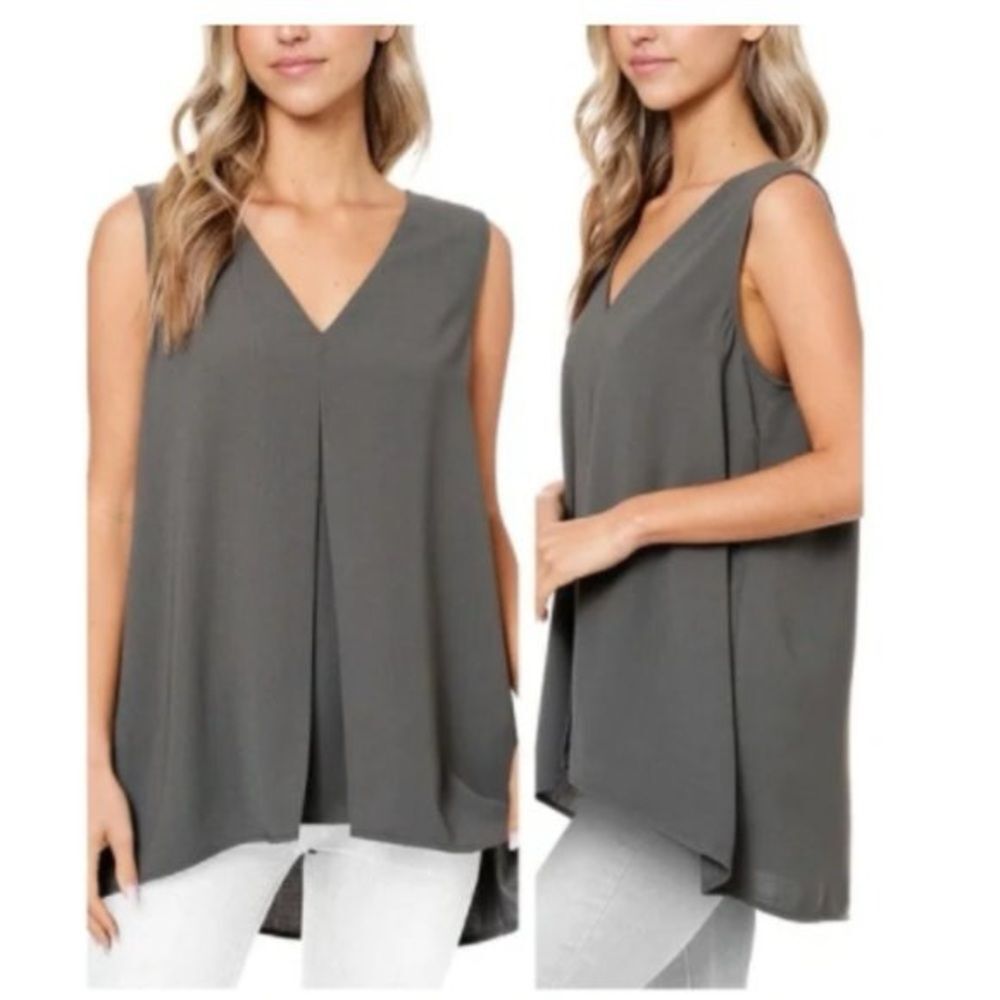Fever Women's Sleeveless Tunic Top Olive Size Medium Office Professional